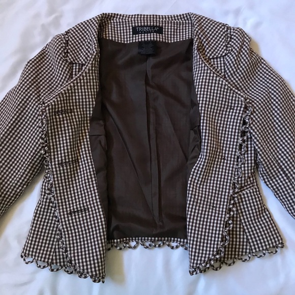 Tribella Petite Checkered Blazer Jacket Size 2P - Picture 13 of 15